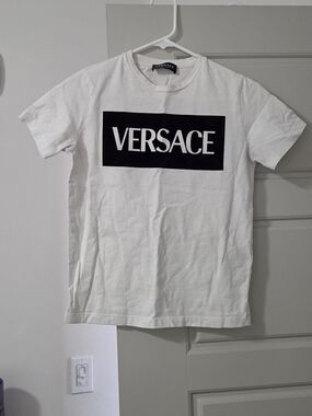 Kids Versace White T-Shirt with Black Logo Box